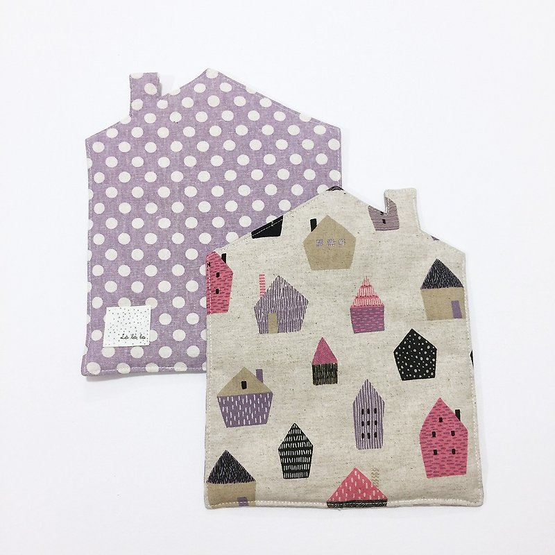 Small family has love house insulation pad - ผ้ารองโต๊ะ/ของตกแต่ง - ผ้าฝ้าย/ผ้าลินิน สีม่วง