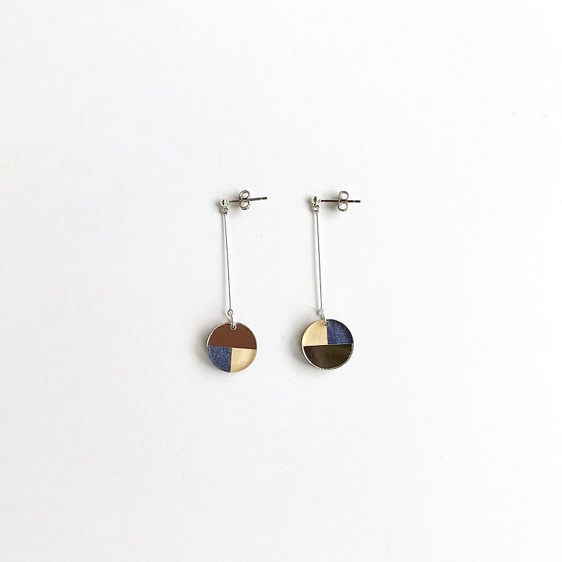 swing three tone mirror earrings - Earrings & Clip-ons - Wood Blue