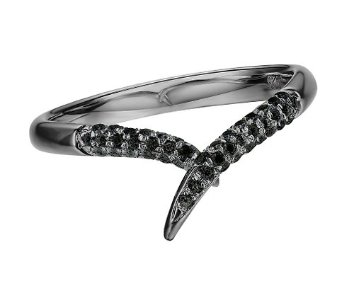 Majade Jewelry Design 14k金黑鑽石戒指 簡約炫黑戒指 優雅黑鑽戒指 極簡主義結婚戒指