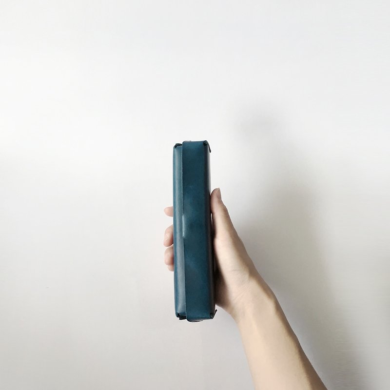 Leather pen case-Life element-minimalism handmade - กล่องดินสอ/ถุงดินสอ - หนังแท้ สีน้ำเงิน