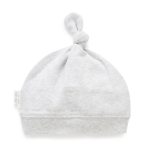 Purebaby有機棉 澳洲Purebaby有機棉帶結嬰兒帽 0-6M 淺灰
