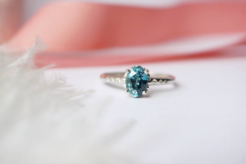 Natural Blue Zircon Silver 925 ring, Promise ring, birth stone, gift for her - General Rings - Sterling Silver Blue
