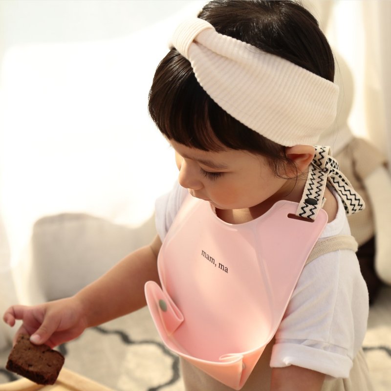 Triangular folding bib, Silicone bib, first-year gift placemat, half-month gift-Korea ccaccam.J - ผ้ากันเปื้อน - ซิลิคอน สีส้ม