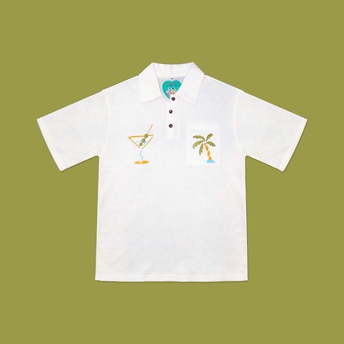 daddy & the muscle academy DADDY | Martini Shirt, over size polo shirt, super cute white color.