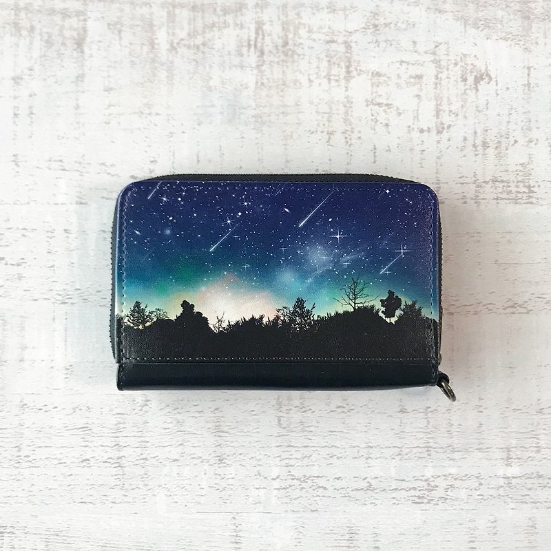 Mini Wallet Meteor / coin case / card case / starry sky / galaxy / star - กระเป๋าสตางค์ - หนังเทียม หลากหลายสี