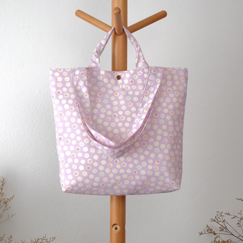 Japan Cotton Tote Bag : Bubble Daisy Purple - Messenger Bags & Sling Bags - Cotton & Hemp Purple