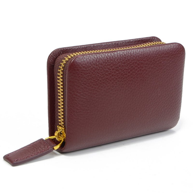 Taiwan Design_Leather Card ID Holder_Texture Red Coffee - กระเป๋าสตางค์ - หนังแท้ สีนำ้ตาล
