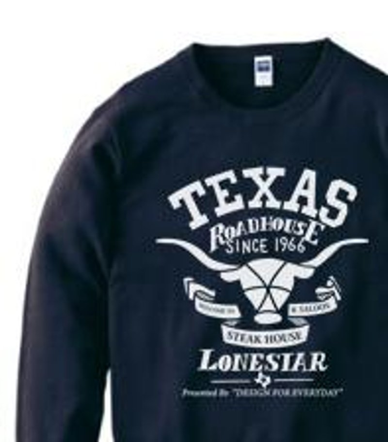 テキサスロングホーン牛 アメカジ トレーナー【受注生産品】 - Tシャツ メンズ - コットン・麻 ブルー