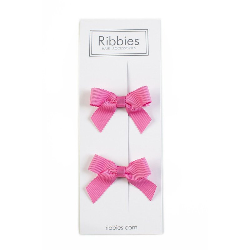 英國Ribbies 經典蝴蝶結2入組-泡泡糖 - 髮夾/髮圈 - 聚酯纖維 