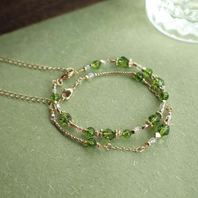 Stone Collection | August | Stone| Two-Piece Combination Bracelet - Bracelets - Crystal Green