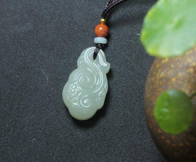 Fine Chinese Natural Hetian Nephrite Jade pendant Lotus Flower Ruyi 