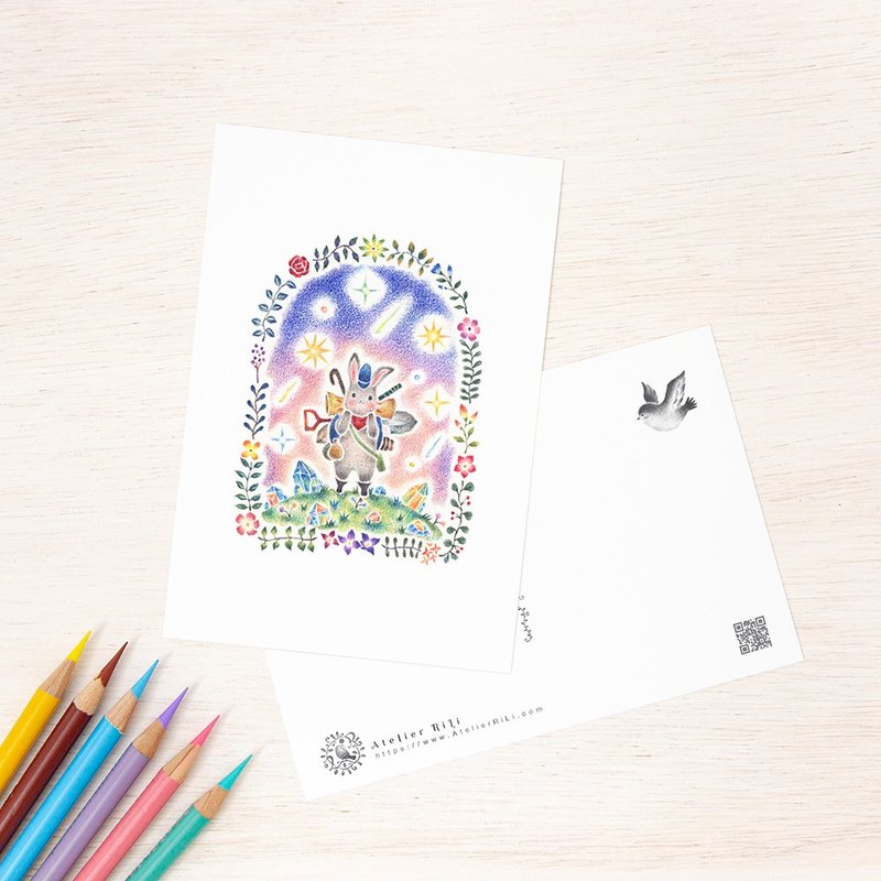 5枚セット。絵本のような。ポストカード "鉱石収集家" PC-210 - 卡片/明信片 - 紙 藍色