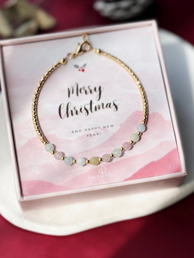 Christmas gift for marriage, morganite Stone bracelet gift box, best friend and sister - สร้อยข้อมือ - คริสตัล สึชมพู