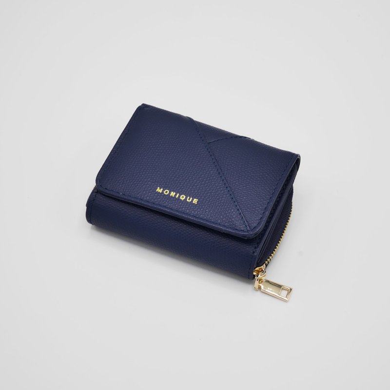 Ellie Mini Wallet in Navy Epsom Leather - Wallets - Genuine Leather Blue