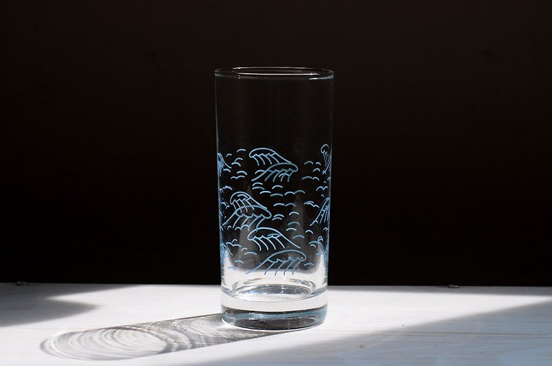 1983ER-自然系玻璃杯-海浪-400ml - 茶壺/茶杯/茶具 - 玻璃 藍色