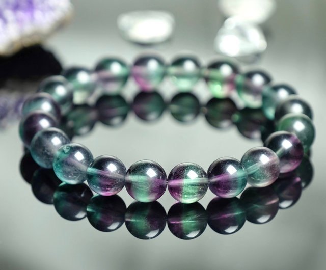 一点もの】 No.192 //9.5mm フローライト 蛍石 Fluorite パワーストーン ブレスレット 天然石 - ショップ Septetone  天然石アクセサリー ブレスレット - Pinkoi