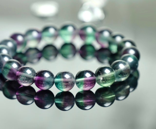 一点もの】 No.192 //9.5mm フローライト 蛍石 Fluorite パワーストーン ブレスレット 天然石 - ショップ Septetone  天然石アクセサリー ブレスレット - Pinkoi