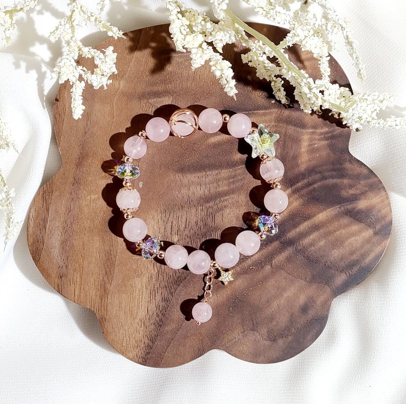 Shiny Rose Gold-natural light pink crystal bracelet - สร้อยข้อมือ - คริสตัล 