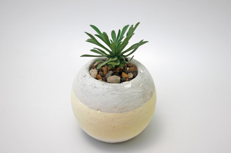 〖 秋魚手作工坊 〗 水泥植栽×多肉植物 ＿星球 ░ 灰 黃 白 ░ - 植物/盆栽/盆景 - 水泥 黃色