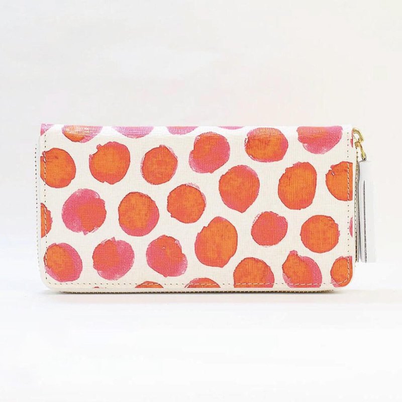 スペインレザー ラウンドファスナー 長財布 本革 polka longwallet 財布 レザー 日本製 japan 【Cherry】TOW002 母の日 - 銀包 - 真皮 紅色