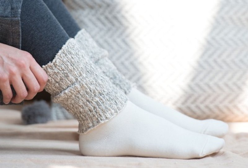 ガラ紡糸アーム＆レッグウォーマー　杢グレー【Organic Cotton】 - その他 - コットン・麻 