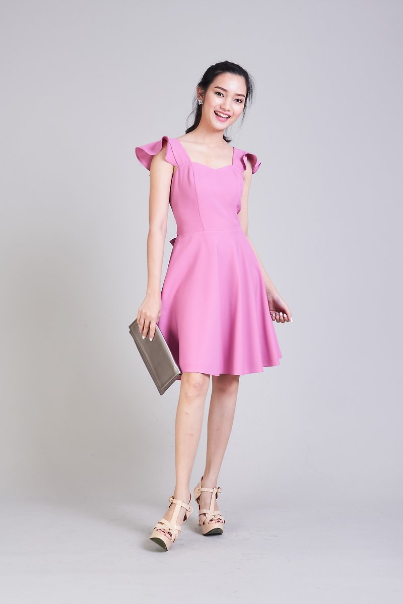 Cranberry Pink Dress Pink Party Dress Bridesmaid Dress Ruffle Princess Dress - 洋裝/連身裙 - 聚酯纖維 粉紅色