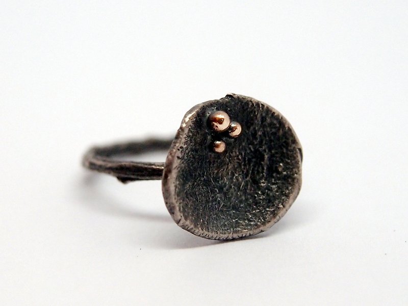 【客製化禮物】Coal 系列 #a9 金銀樹枝戒指 (10號) - 戒指 - 銀 黑色