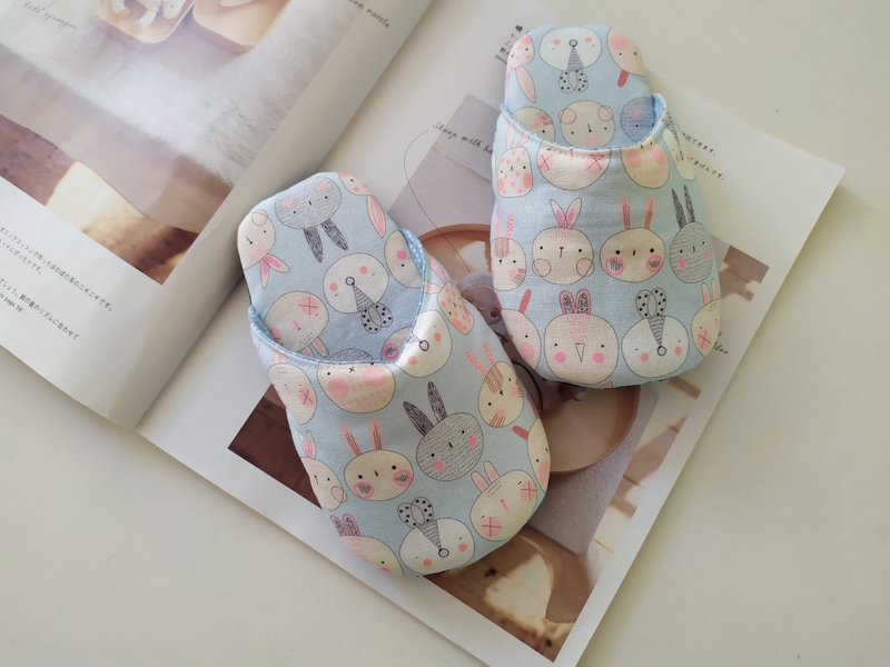 [Shipping within 5 days] Rabbit Indoor Slippers Indoor Shoes Kids Indoor Slippers Kids Slippers - รองเท้าเด็ก - ผ้าฝ้าย/ผ้าลินิน สีน้ำเงิน