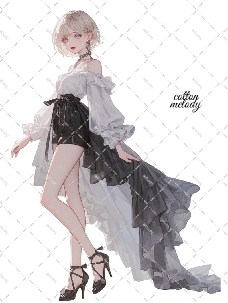 original sticker no.6954 人物ステッカー オリジナルステッカー 人物ステッカー 女の子ステッカー オリジナル人物ステッカー - 貼紙 - 紙 