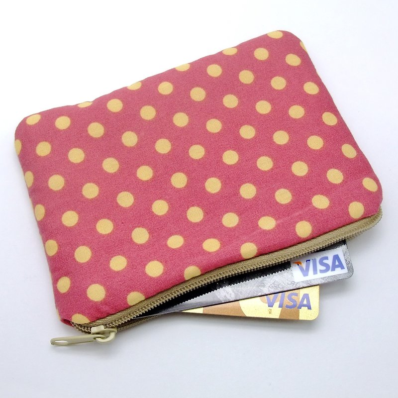 拉鍊零錢包，卡片包，鑰匙包，耳機包，小物包 (ZS-118) - 散紙包 - 棉．麻 紅色