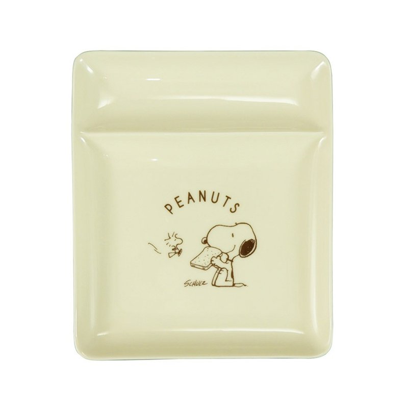 【Mother's Day Gift/Free Shipping/Special Offer】SNOPPY-Jam Series Square Plate (Beige) - จานและถาด - เครื่องลายคราม ขาว