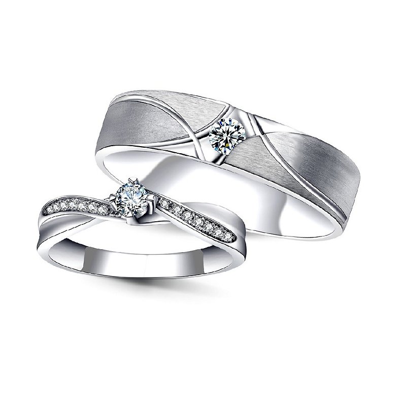 美麗樂章 鑽石白鋼求婚結婚對戒-戒圍加大不加價-可單買洽設計師