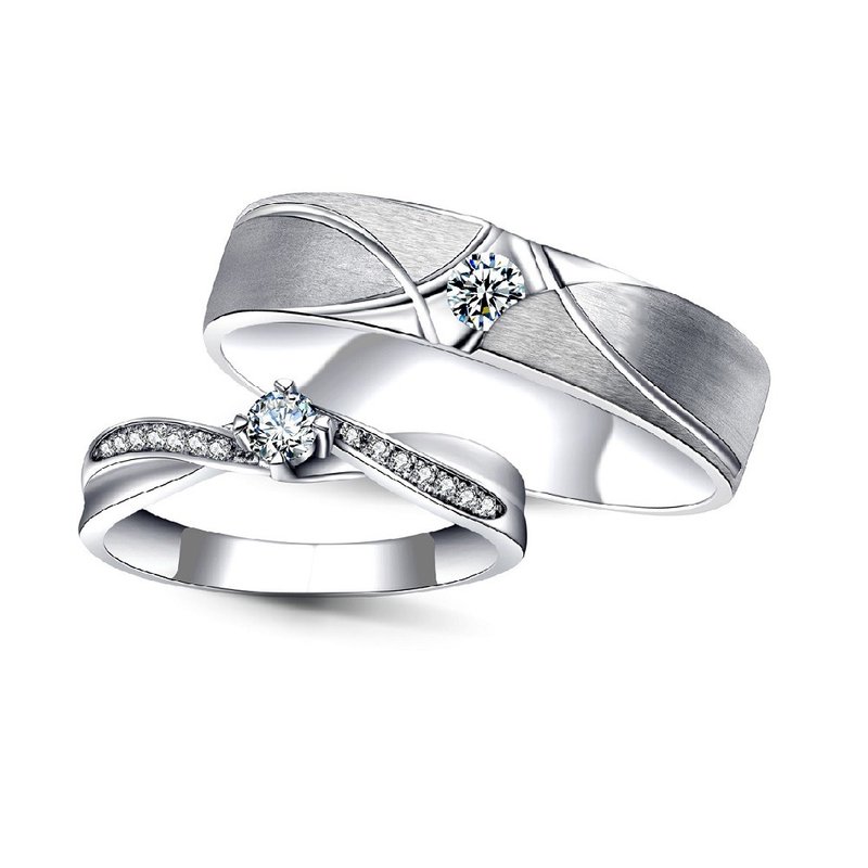 Diamond with 316L Surgical Steel Ring Casting Jewelry for Couple(Ring only for o - แหวนคู่ - เพชร สีเงิน