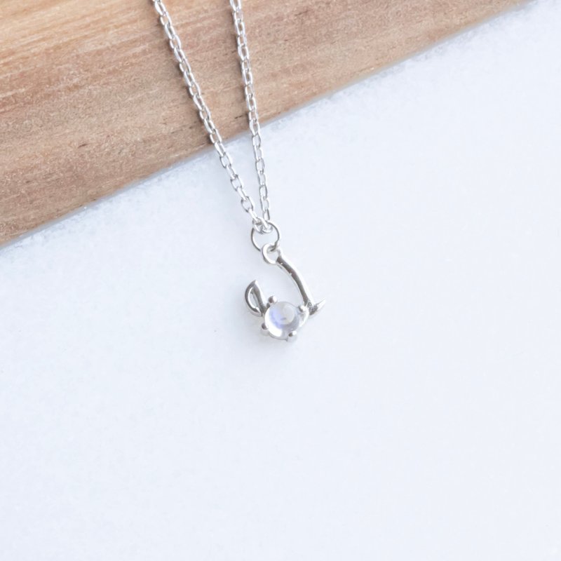 Natural stone 925 sterling silver English letter crystal necklace U - Necklaces - Crystal Silver