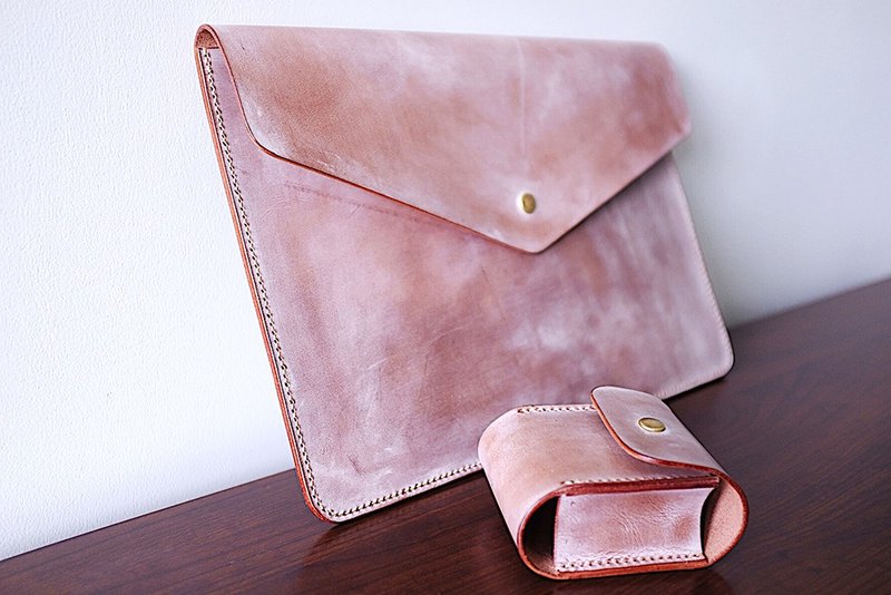 手工霧蠟牛皮MacBook Air 13寸電腦包/筆記本套 - 電腦包/筆電包 - 真皮 咖啡色