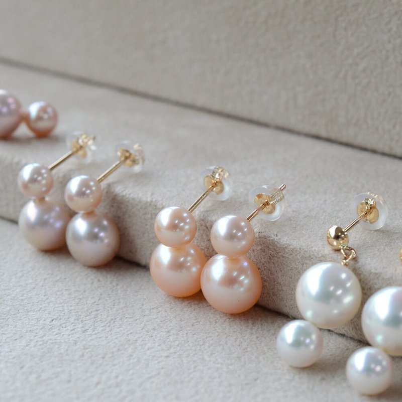 珍珠耳環 淡水池蝶貝珍珠 日本製 手工設計 - 耳環/耳夾/耳骨夾 - 珍珠 