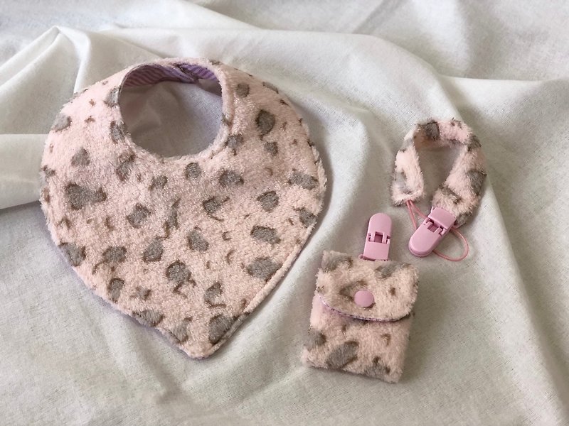 Pink Leopard Print-North Nose Leaf Bib Gift Set - Bibs - Cotton & Hemp Pink