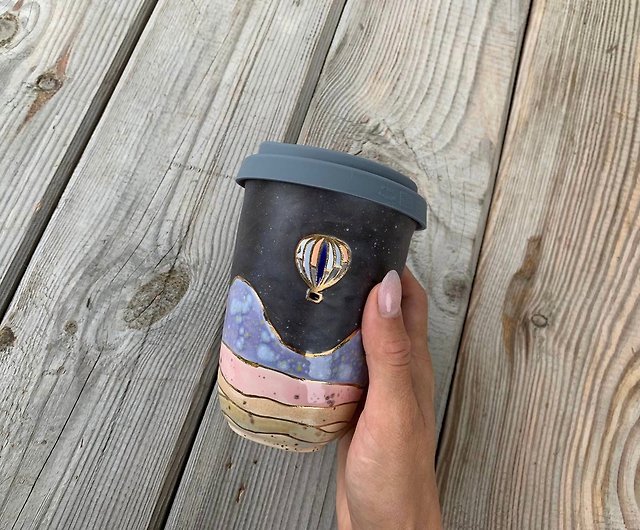 Ceramic Travel Cup With Silicone Lid, Travel Coffee Cup With Lid, Reusable  Silicone Lid, Pottery Travel Cup, Handmade, Forward Pottery 