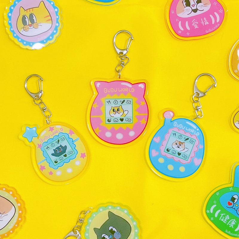 BubuCat Bubu Gechi Series Acrylic Pendant Keychain/3 Patterns - Keychains - Acrylic 