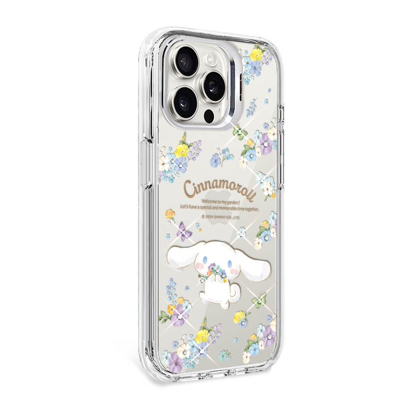 Sanrio iPhone full range of shockproof dual-material invisible stand color diamond phone case-Fragrant Big-Eared Dog - เคส/ซองมือถือ - วัสดุอื่นๆ หลากหลายสี