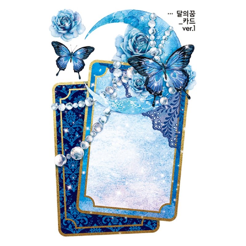 Moon's dream card 5types (blackraccoon) Vintage collage design paper sticker - 貼紙 - 紙 多色