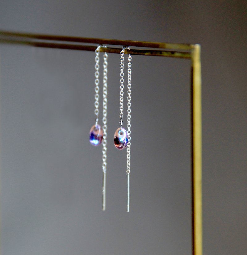 極簡系列 - 淡雅柔紫 - 925純銀手作耳環 免費改夾式 銀飾 禮物 包裝 - 耳環/耳夾 - 寶石 紫色
