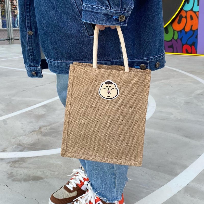 summer tote bag - กระเป๋าถือ - ผ้าฝ้าย/ผ้าลินิน สีกากี