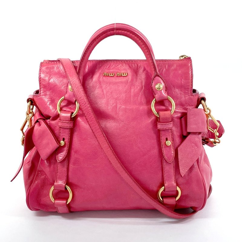 MIU MIU Miu Miu handbag 2WAY leather pink ladies used - Handbags & Totes - Genuine Leather Red