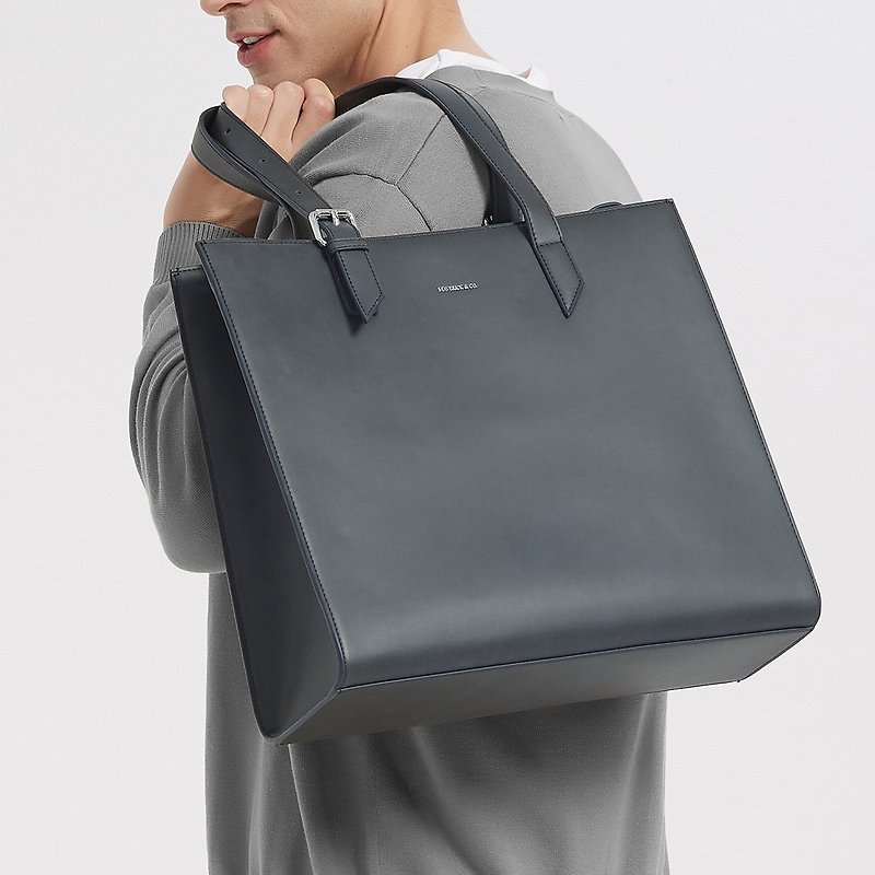 【熱賣新品】Wilde大容量方型托特包 筆電手提包 15吋 (深海藍) - 手袋/手提袋 - 人造皮革 藍色