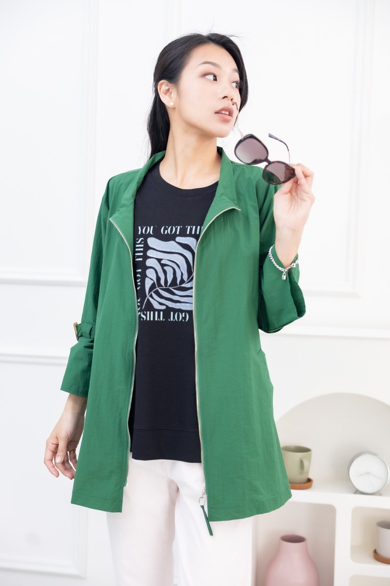 造型袖七分袖外套 綠色 - 女西裝外套 - 其他材質 綠色