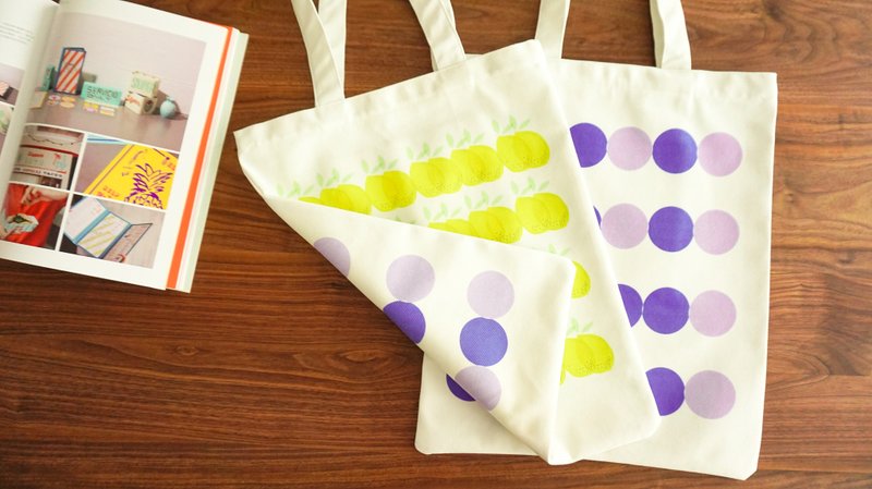 Lemonade - Original illustration cotton tote bag (Two-sided) - Messenger Bags & Sling Bags - Cotton & Hemp White