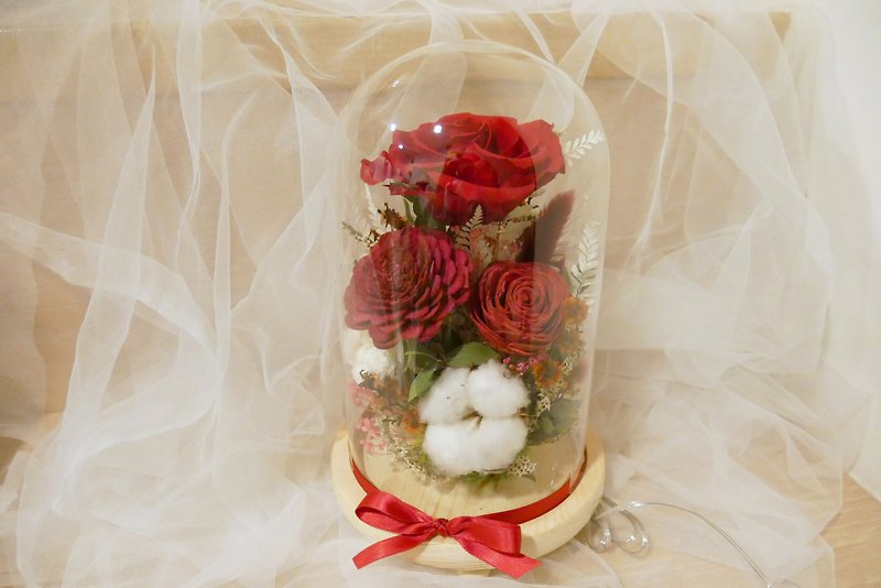 Red rose without flower glass cover night light [You are the only] wedding gift/customized - Lighting - Plants & Flowers Red