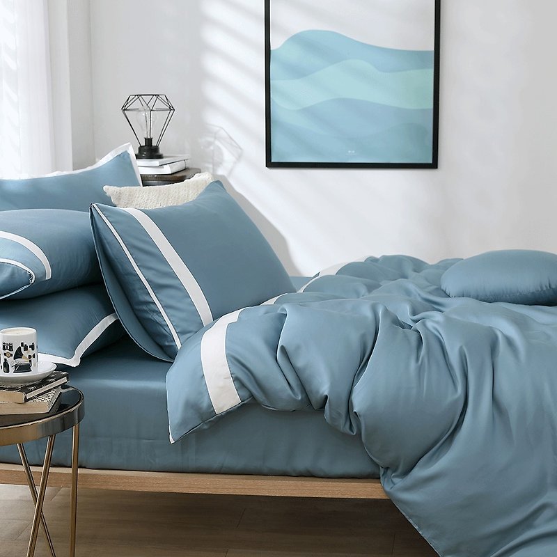 好關係 HAOKUANXI | 冬日冰藍-萊賽爾天絲床包枕套組 - 寢具/床單/被套 - 環保材質 藍色