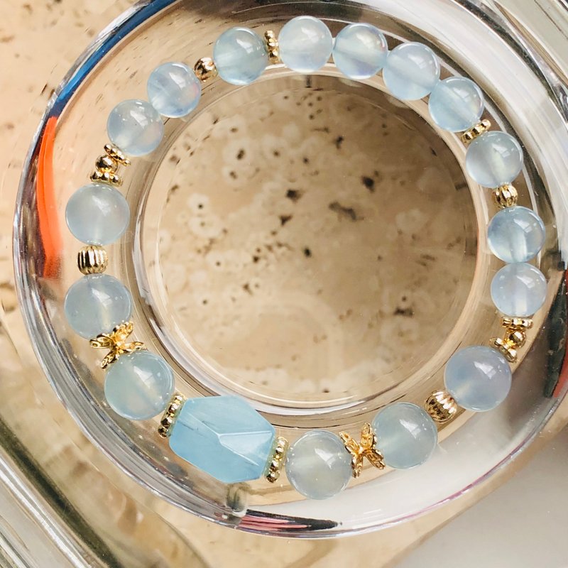 ITS-B669【設計款・一圖一物・海藍寶】天然石水晶手鍊手環 - 手鍊/手環 - 半寶石 藍色